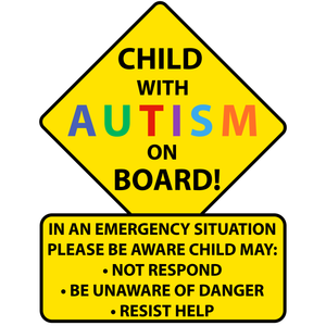 Child With Autism On Board Sticker