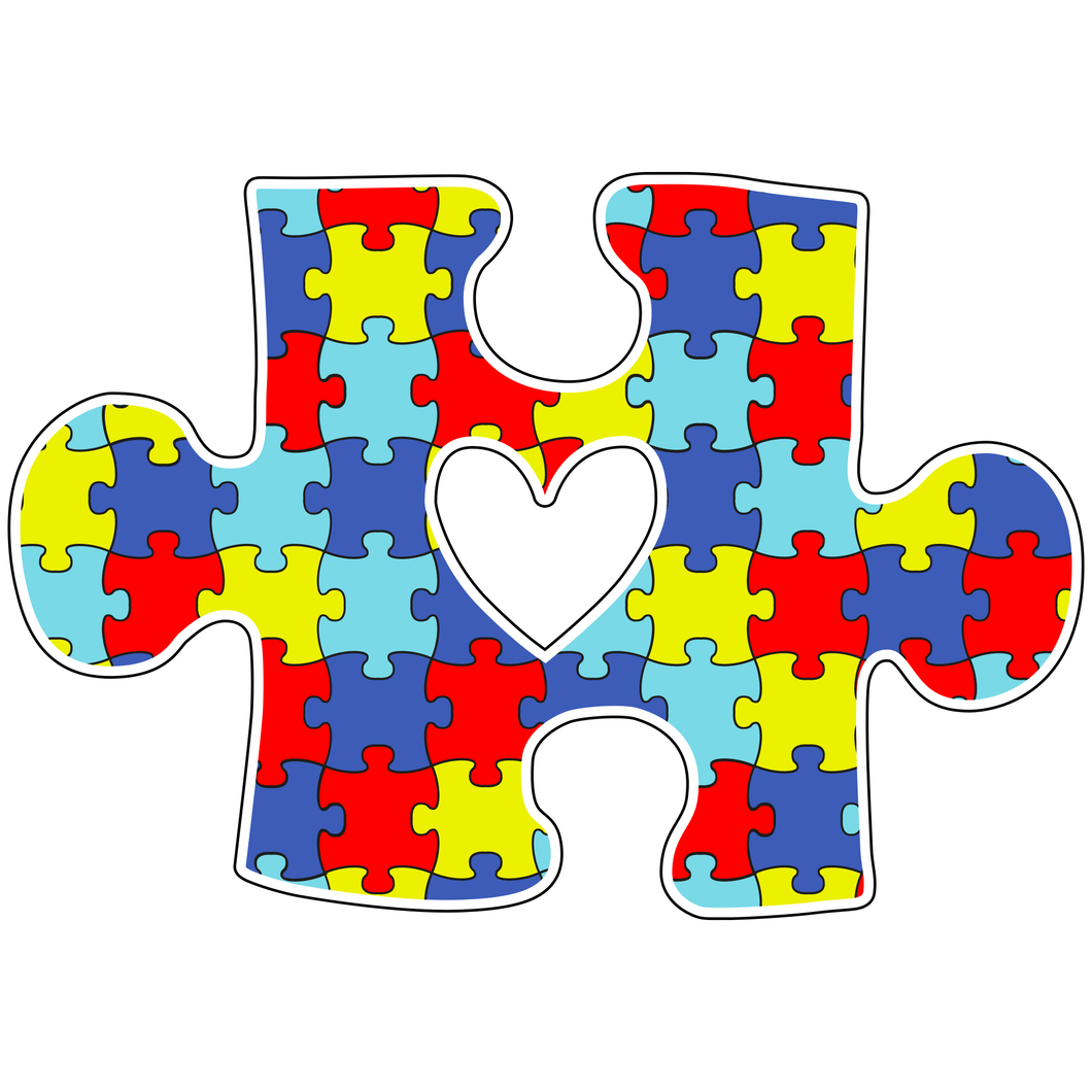 Puzzle Piece With Heart Autism Sticker